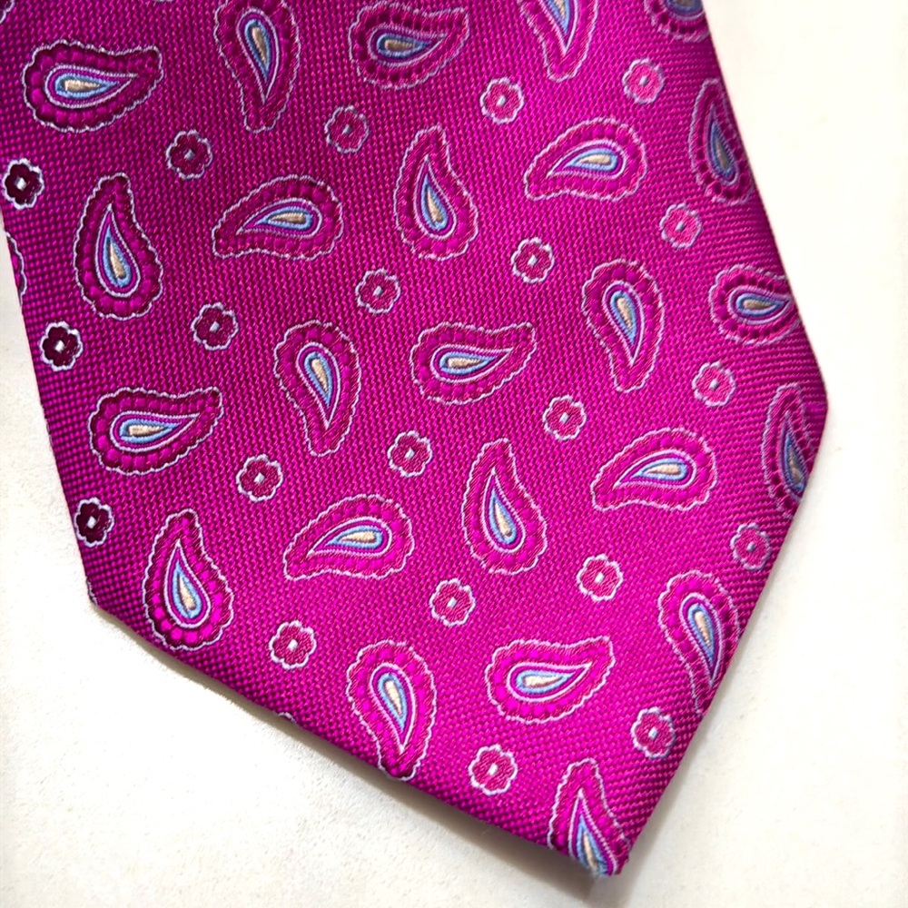 Brooks Brothers silk tie purple paisley grey XL